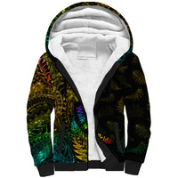 Personalised New Zealand Wellington Pride Sherpa Hoodie Rainbow Silver Fern Paua Shell LT05 Unisex Black - Polynesian Pride