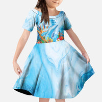 Polynesia Humpback Whale Family Matching Off The Shoulder Long Sleeve Dress and Hawaiian Shirt Ocean Style