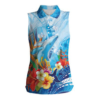Polynesia Humpback Whale Women Sleeveless Polo Shirt Ocean Style