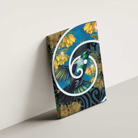 New Zealand Tui Bird Canvas Wall Art Maori Koru With Kowhai Flowers LT05 - Polynesian Pride