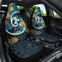 New Zealand Tui Bird Car Seat Cover Maori Koru With Kowhai Flowers