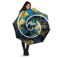 New Zealand Tui Bird Umbrella Maori Koru With Kowhai Flowers LT05 - Polynesian Pride