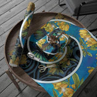 New Zealand Tui Bird Wrapping Paper Maori Koru With Kowhai Flowers LT05 - Polynesian Pride
