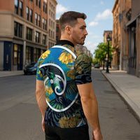 New Zealand Tui Bird Zipper Polo Shirt Maori Koru With Kowhai Flowers