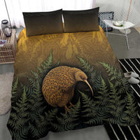 New Zealand Kiwi Bird Bedding Set Silver Fern Mix Maori Pattern