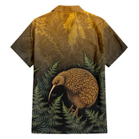 New Zealand Kiwi Bird Hawaiian Shirt Silver Fern Mix Maori Pattern