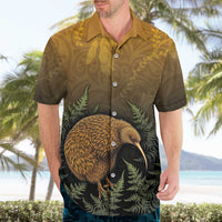 New Zealand Kiwi Bird Hawaiian Shirt Silver Fern Mix Maori Pattern