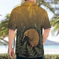 New Zealand Kiwi Bird Hawaiian Shirt Silver Fern Mix Maori Pattern