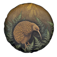New Zealand Kiwi Bird Spare Tire Cover Silver Fern Mix Maori Pattern