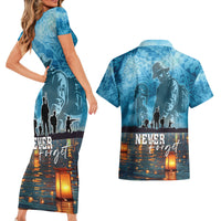 Hawaii Memorial Day Lantern Floating Couples Matching Short Sleeve Bodycon Dress and Hawaiian Shirt Always In Our Hearts