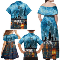 Hawaii Memorial Day Lantern Floating Family Matching Off Shoulder Maxi Dress and Hawaiian Shirt Always In Our Hearts