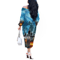 Hawaii Memorial Day Lantern Floating Off The Shoulder Long Sleeve Dress Always In Our Hearts