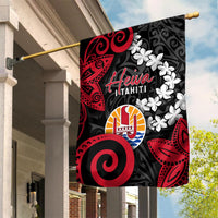 Tahiti Heiva Festival Garden Flag Floral Pattern With Coat Of Arms LT05 House Flag Black - Polynesian Pride