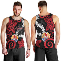 Tahiti Heiva Festival Men Tank Top Floral Pattern With Coat Of Arms LT05 - Polynesian Pride
