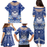 Marshall Islands Jemenei Day Family Matching Puletasi and Hawaiian Shirt Polynesian Tribal Tattoo Seashell Necklace