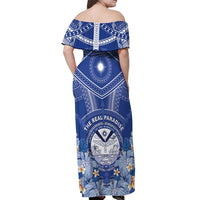 Marshall Islands Jemenei Day Off Shoulder Maxi Dress Polynesian Tribal Tattoo Seashell Necklace