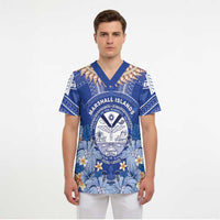 Marshall Islands Jemenei Day Scrub Top Polynesian Tribal Tattoo Seashell Necklace - Polynesian Pride