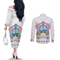 Guam Chamorro Liberation Day Couples Matching Off The Shoulder Long Sleeve Dress and Long Sleeve Button Shirt 81st Anniversary LT05