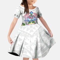 Guam Chamorro Liberation Day Kid Short Sleeve Dress 82nd Anniversary LT05 KID White - Polynesian Pride