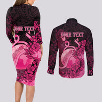 Personalised Cancer Fighter Couples Matching Long Sleeve Bodycon Dress and Long Sleeve Button Shirt I Beat Cancer LT05 - Polynesian Pride