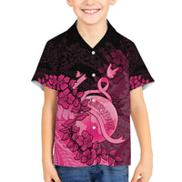 Personalised Cancer Fighter Family Matching Off Shoulder Short Dress and Hawaiian Shirt I Beat Cancer LT05 Son's Shirt Pink - Polynesian Pride