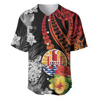 French Polynesia Bastille Day Baseball Jersey Tropical Turtle Hibiscus Polynesian Pattern LT05 Black - Polynesian Pride