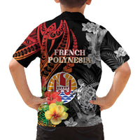 French Polynesia Bastille Day Family Matching Off The Shoulder Long Sleeve Dress and Hawaiian Shirt Tropical Turtle Hibiscus Polynesian Pattern LT05 - Polynesian Pride