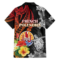 French Polynesia Bastille Day Family Matching Off The Shoulder Long Sleeve Dress and Hawaiian Shirt Tropical Turtle Hibiscus Polynesian Pattern LT05 - Polynesian Pride