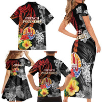French Polynesia Bastille Day Family Matching Short Sleeve Bodycon Dress and Hawaiian Shirt Tropical Turtle Hibiscus Polynesian Pattern LT05 - Polynesian Pride