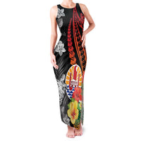French Polynesia Bastille Day Family Matching Tank Maxi Dress and Hawaiian Shirt Tropical Turtle Hibiscus Polynesian Pattern LT05 Mom's Dress Black - Polynesian Pride