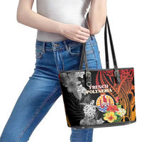 French Polynesia Bastille Day Leather Tote Bag Tropical Turtle Hibiscus Polynesian Pattern LT05 - Polynesian Pride