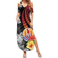 French Polynesia Bastille Day Summer Maxi Dress Tropical Turtle Hibiscus Polynesian Pattern LT05 Women Black - Polynesian Pride