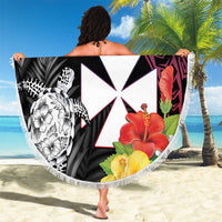 Wallis and Futuna Bastille Day Beach Blanket Tropical Turtle Hibiscus Polynesian Pattern