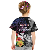 Wallis and Futuna Bastille Day Kid T Shirt Tropical Turtle Hibiscus Polynesian Pattern LT05 - Polynesian Pride