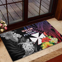 Wallis and Futuna Bastille Day Rubber Doormat Tropical Turtle Hibiscus Polynesian Pattern LT05 - Polynesian Pride