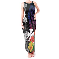 Wallis and Futuna Bastille Day Tank Maxi Dress Tropical Turtle Hibiscus Polynesian Pattern