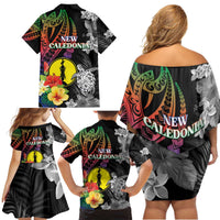 New Caledonia Bastille Day Family Matching Off Shoulder Short Dress and Hawaiian Shirt Tropical Turtle Hibiscus Polynesian Pattern LT05 - Polynesian Pride
