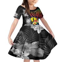 New Caledonia Bastille Day Family Matching Summer Maxi Dress and Hawaiian Shirt Tropical Turtle Hibiscus Polynesian Pattern LT05 Daughter's Dress Black - Polynesian Pride