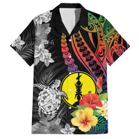 New Caledonia Bastille Day Family Matching Summer Maxi Dress and Hawaiian Shirt Tropical Turtle Hibiscus Polynesian Pattern LT05 Dad's Shirt - Short Sleeve Black - Polynesian Pride
