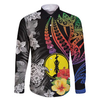 New Caledonia Bastille Day Family Matching Summer Maxi Dress and Hawaiian Shirt Tropical Turtle Hibiscus Polynesian Pattern LT05 Dad's Shirt - Long Sleeve Black - Polynesian Pride