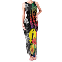 New Caledonia Bastille Day Family Matching Tank Maxi Dress and Hawaiian Shirt Tropical Turtle Hibiscus Polynesian Pattern LT05 Mom's Dress Black - Polynesian Pride
