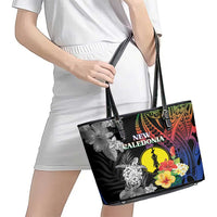 New Caledonia Bastille Day Leather Tote Bag Tropical Turtle Hibiscus Polynesian Pattern LT05 - Polynesian Pride