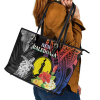 New Caledonia Bastille Day Leather Tote Bag Tropical Turtle Hibiscus Polynesian Pattern LT05 - Polynesian Pride