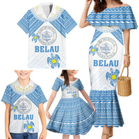 Personalised Palau Constitution Day Family Matching Mermaid Dress and Hawaiian Shirt Polynesian Turtle LT05 - Polynesian Pride