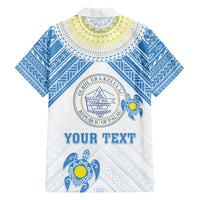Personalised Palau Constitution Day Family Matching Off The Shoulder Long Sleeve Dress and Hawaiian Shirt Polynesian Turtle