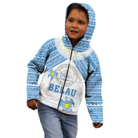 Personalised Palau Constitution Day Kid Hoodie Polynesian Turtle