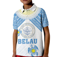 Personalised Palau Constitution Day Kid Polo Shirt Polynesian Turtle LT05 Kid Blue - Polynesian Pride