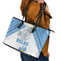 Palau Constitution Day Leather Tote Bag Polynesian Turtle LT05 - Polynesian Pride