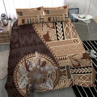 Samoa Siapo Elegant Bedding Set Hibiscus Chocolate Brown Motifs - Polynesian Pride