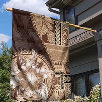 Samoa Siapo Elegant Garden Flag Hibiscus Chocolate Brown Motifs - Polynesian Pride